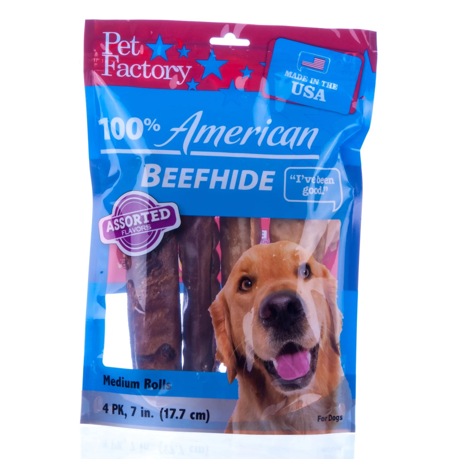 100% American Beefhide, Assorted Beef & Chicken Flavors, 18-pk, 5"