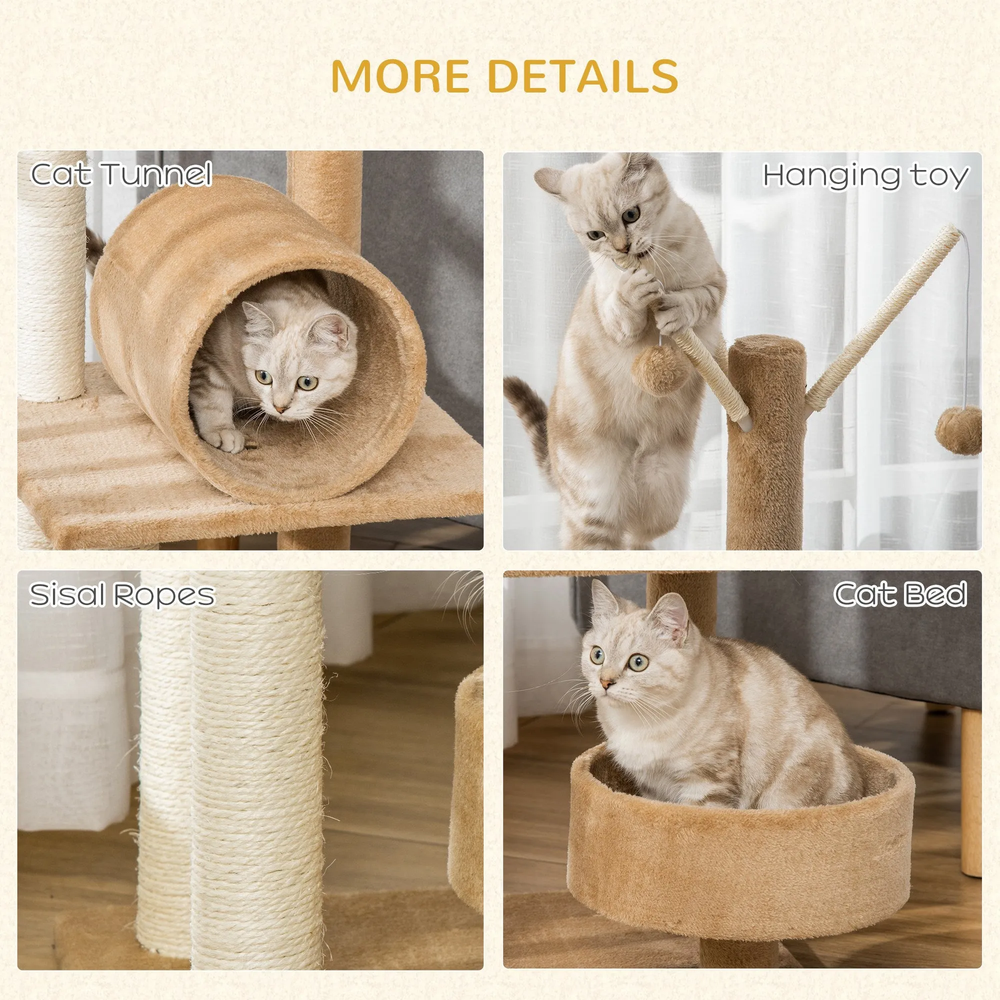 121cm Cat Tree Tower with Scratching Post with Bed