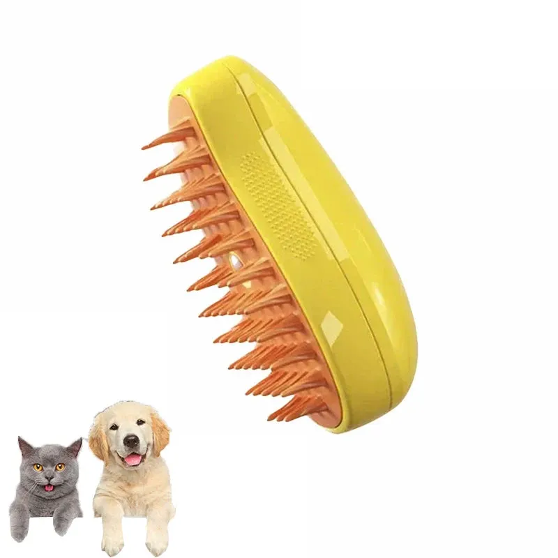 3-in-1 Electric Steamy Brush for Cats & Dogs – Steam Brush, Sprayer, and Massaging Pet Grooming Tool for Shedding