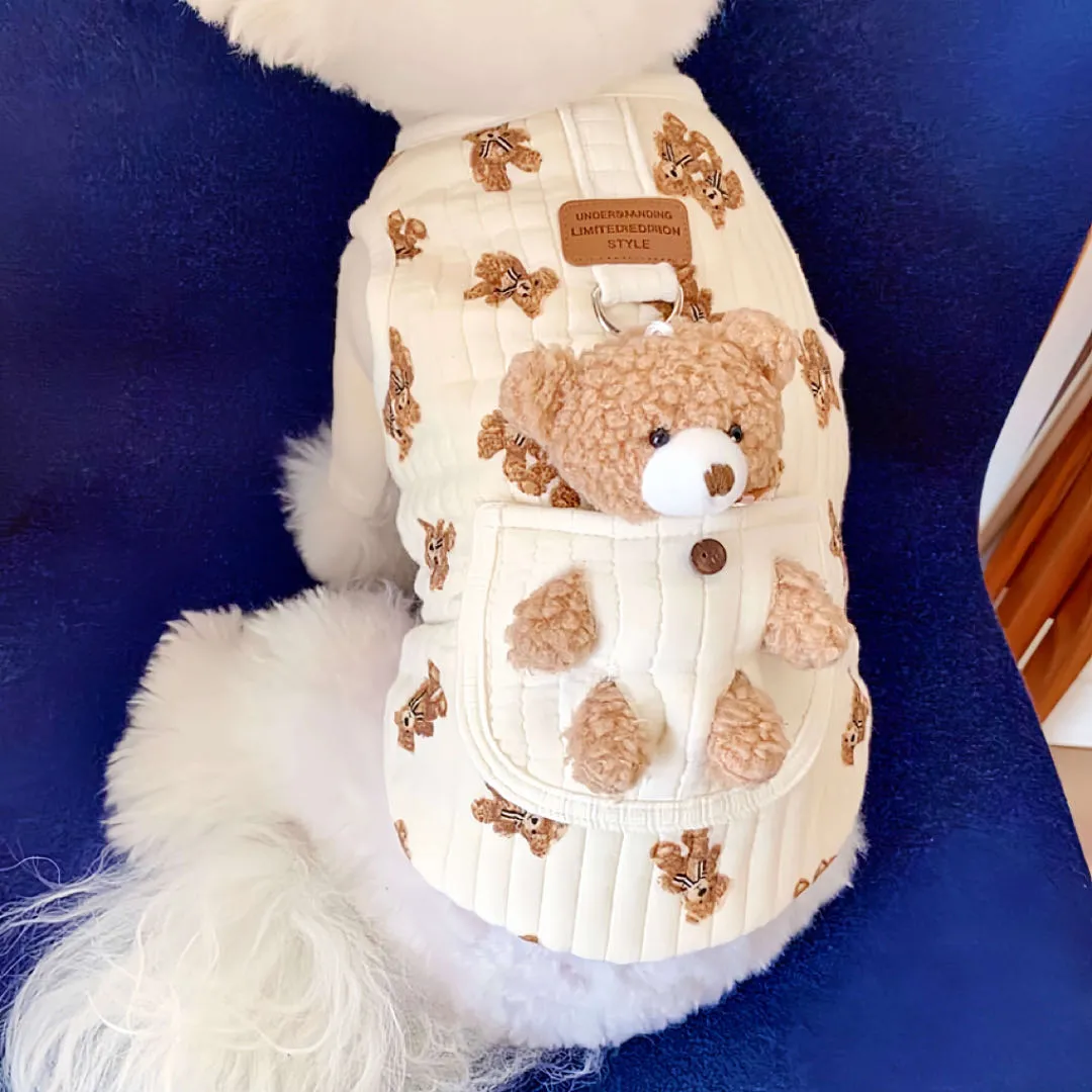 3D Bear Pet Jacket With Harness Leash