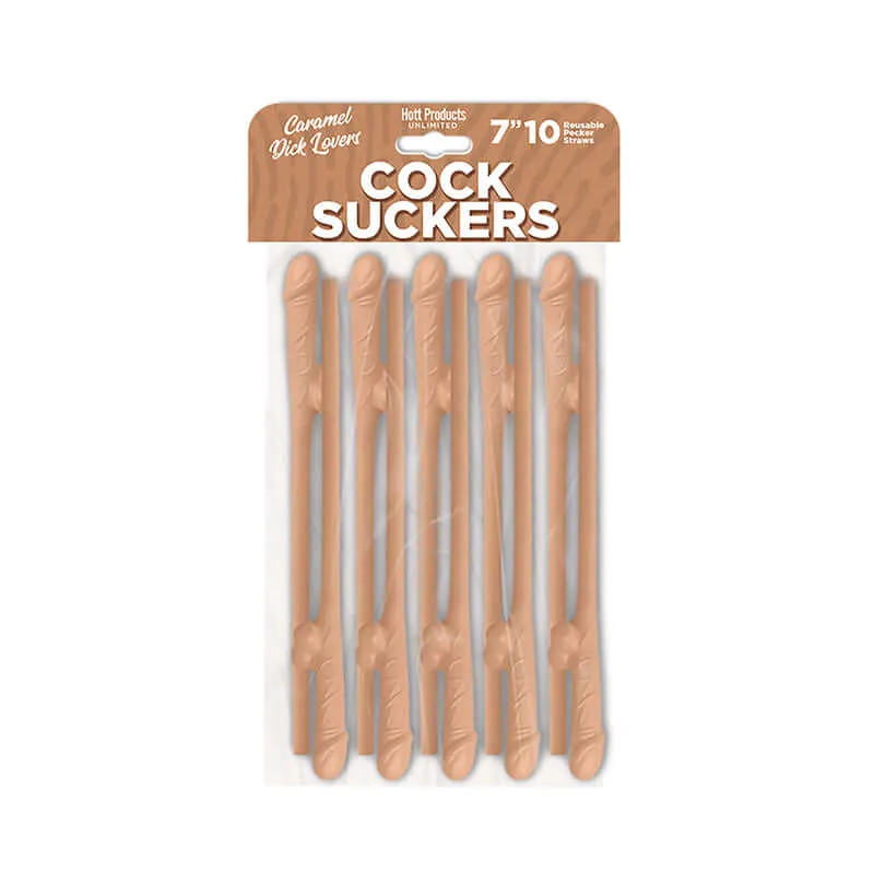 Add a Playful Twist to Your Party with Cock Suckers Pecker Straws - Caramel Lovers 10-Pack