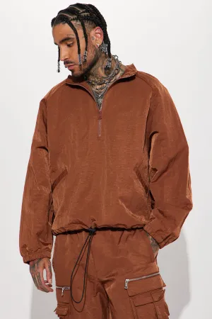 As It Was Nylon Anorak Jacket - Chocolate