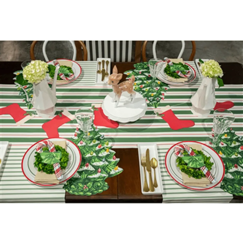 Awning Stripe Paper Runner - Green & Red