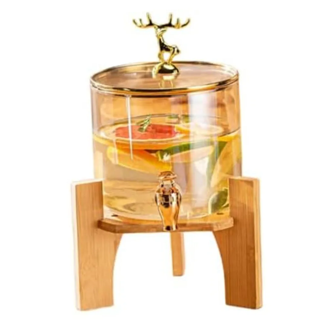 BEVERAGES DISPENSER WITH WOODEN BASE