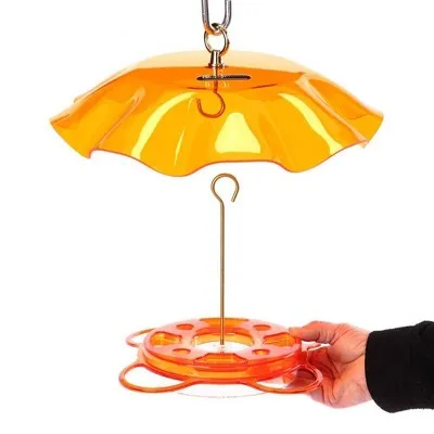 Birds Choice 12oz Oriolfest Translucent Top Weatherguard Oriole Bird Feeder 13" Orange: Polycarbonate, Easy to Hang, Weather-Resistant