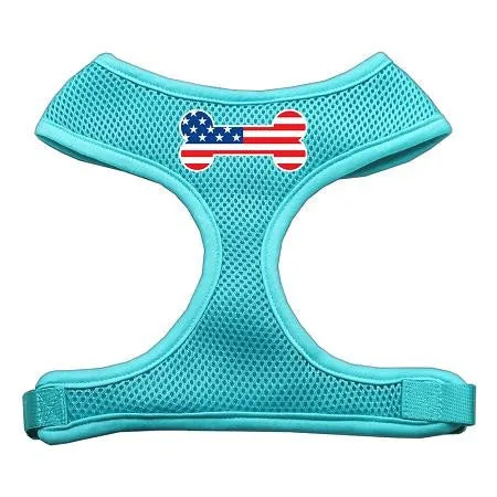 Bone Flag Usa Screen Print Soft Mesh Harness Aqua Medium