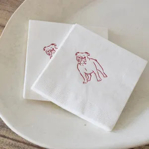 Bulldog Outline Beverage Napkins