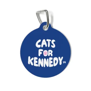 Cats for Kennedy Pet Collar Tag in Blue