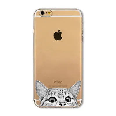 Cute Cartoon Animal Cat Dog BULLDOG Phone Case For iPhone 6 6s Plus 4.7" 5.5" Crystal Clear Soft TPU Gel Flexible Skin Cover