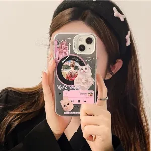 Cute Electroplating Silver Pet Dog Lover & Cat Lover CD Artbook Design Protective Shockproof iPhone Case for iPhone 11 12 13 14 Pro Max Case