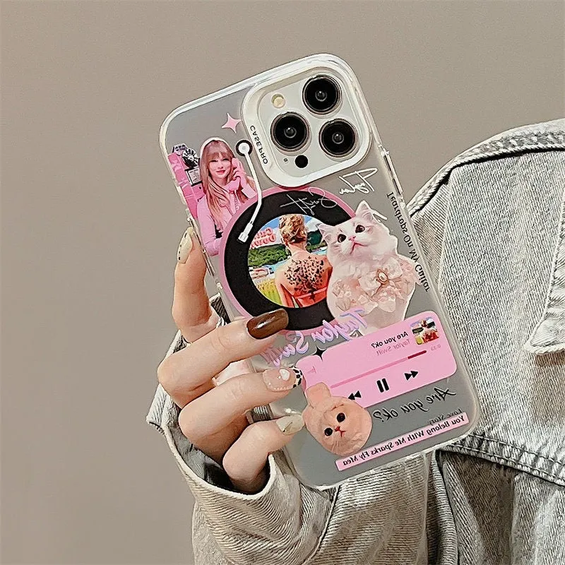 Cute Electroplating Silver Pet Dog Lover & Cat Lover CD Artbook Design Protective Shockproof iPhone Case for iPhone 11 12 13 14 Pro Max Case