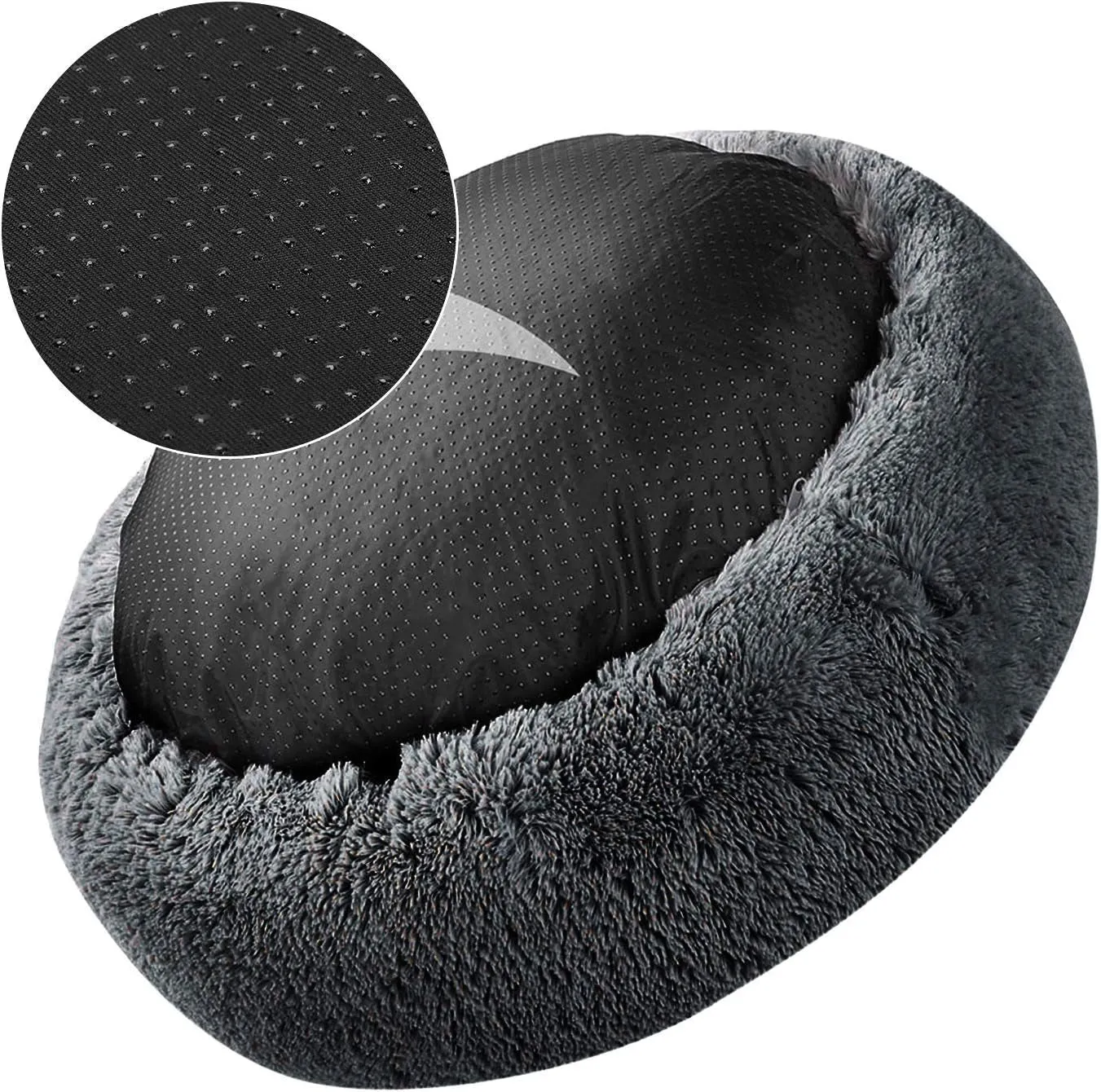 Dog Bed Soft Cat Bed 50Cm Plush Cat Calming Bed Fluffy Pet Nest for Small Medium Large Pet,Winter Warm Faux Fur Kennel Puppy Sofa,Anti-Slip Bottom - Machine Washable (50Cm Suit 5Kg, Dark Grey)