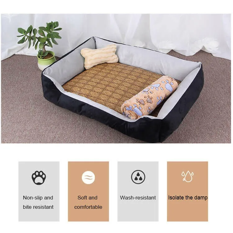 Dog Bone Pattern Big Soft Warm Kennel Pet Dog Cat Mat Blanket, with