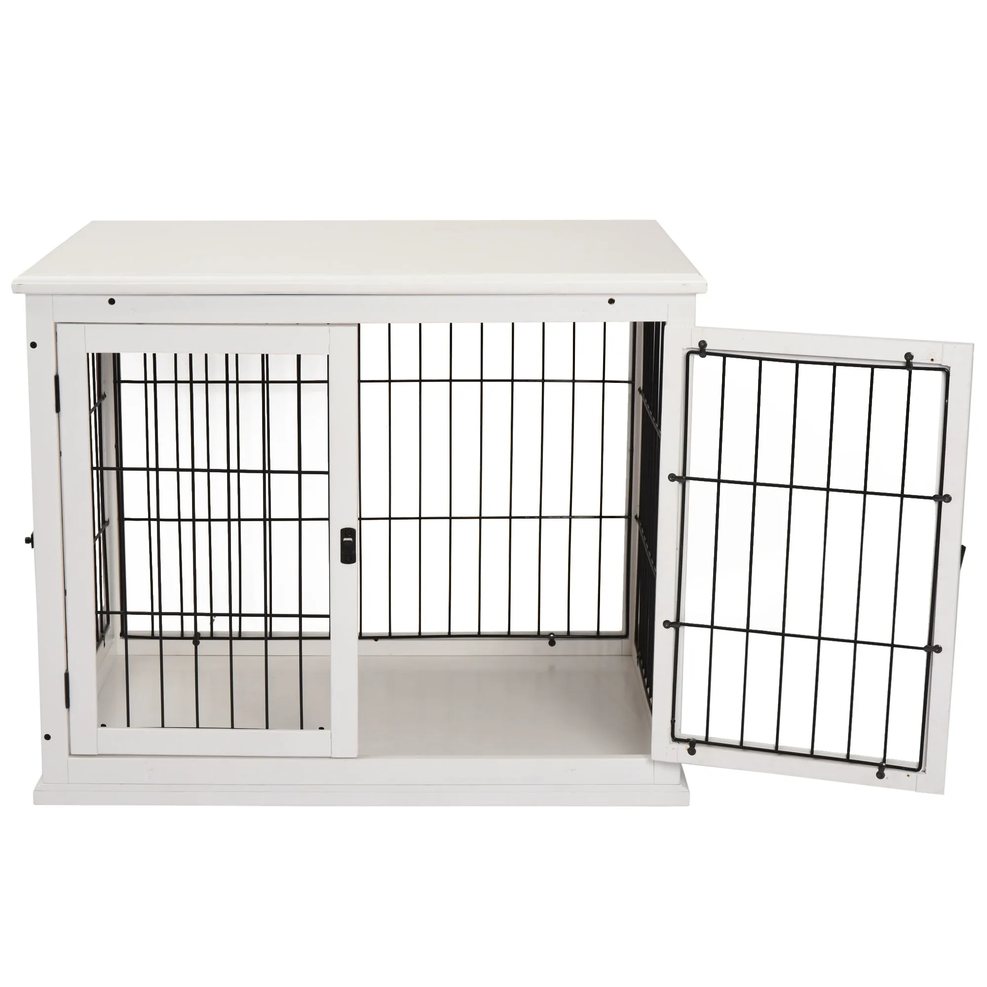 Dog Crate, Furniture Style Puppy Cage End Table, Pet Kennel House with 3 Doors for Small Dog, White 81 x 58.5 x 66 cm