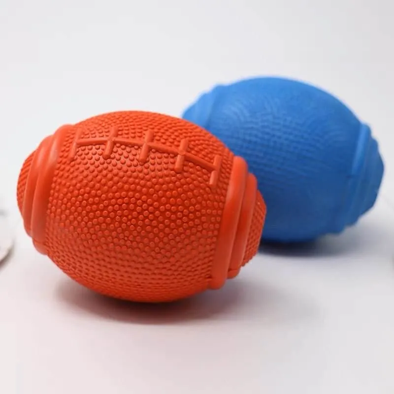 Dog Treat Dispenser Rugby Feeding Rubber Ball Chew Toys