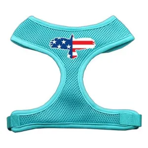 Eagle Flag  Screen Print Soft Mesh Harness Aqua Small