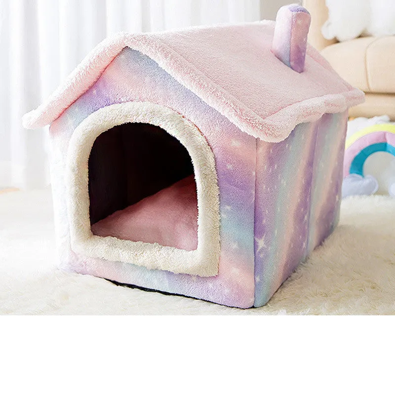 Foldable Dog House Pet Cat Bed Winter Dog Villa Sleep Kennel Removable Nest Warm Enclosed Cave Sofa Pets Supplies