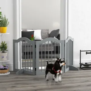 Freestanding Pet Gate Barrier 3 Pannel w/ Support Feet Light Grey