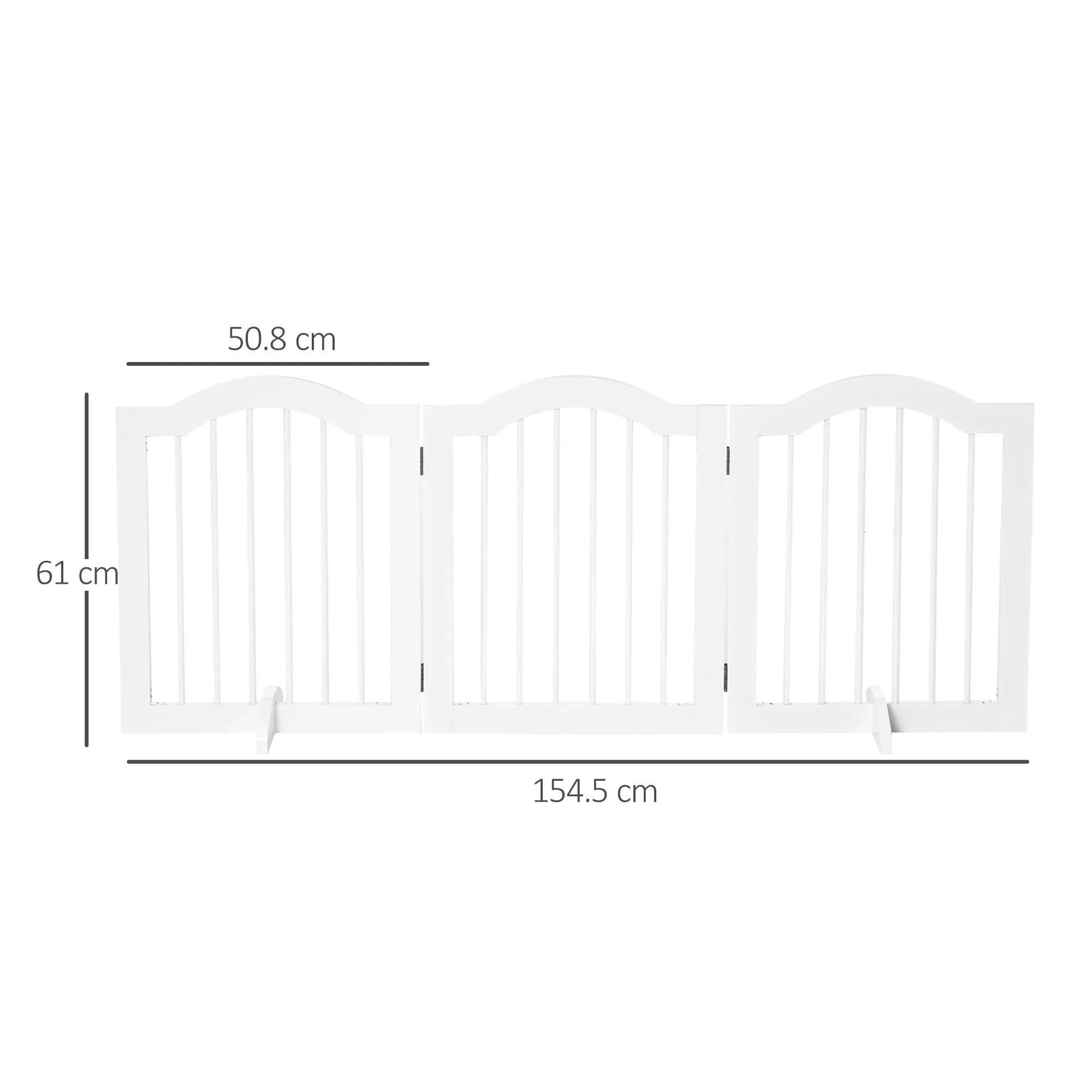 Freestanding Pet Gate Wooden Dog Gate with Support Feet Foldable Pet Fence Safety Barrier for the House Doorway Stairs White