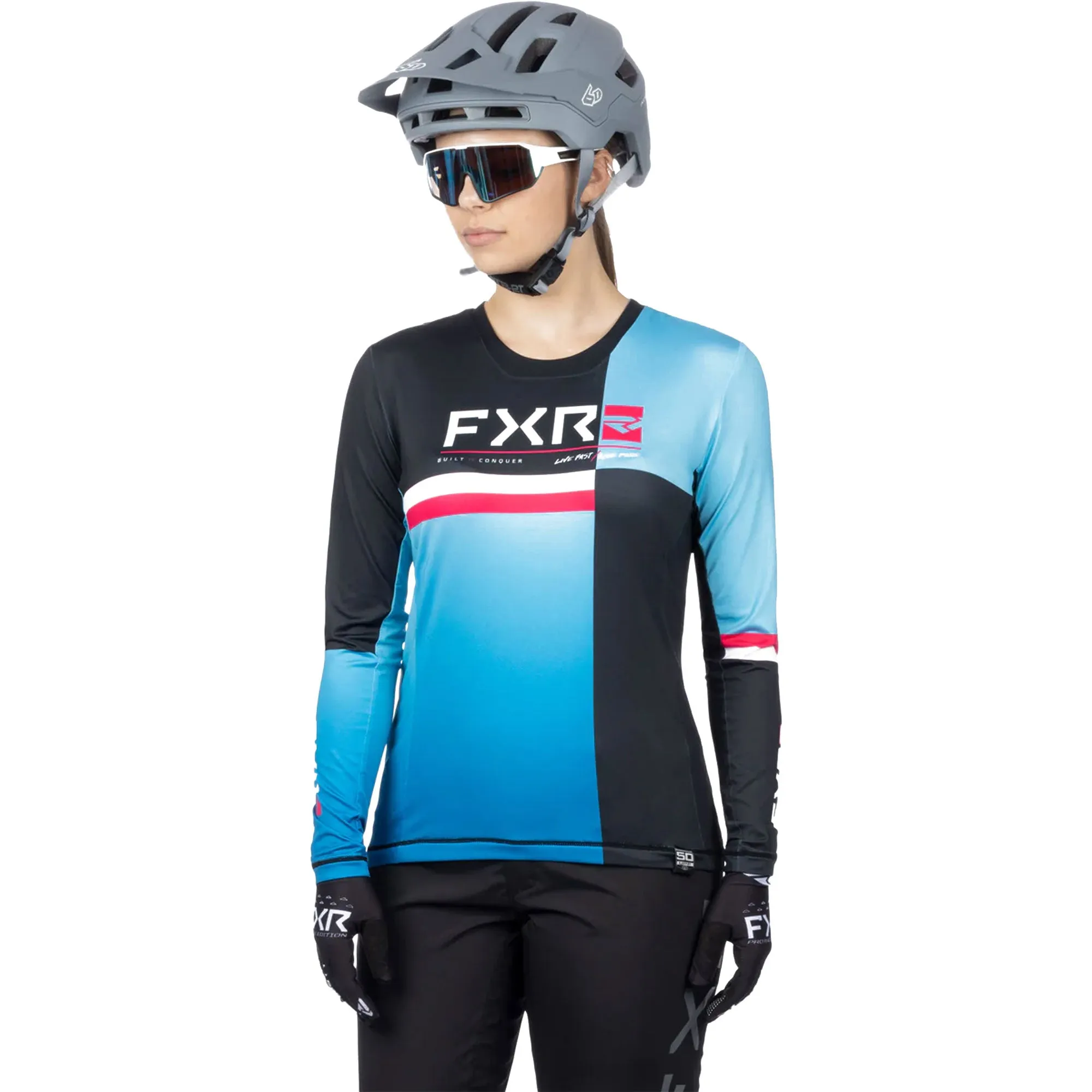 FXR ProFlex UPF Long Sleeve Offroad Jersey Sky Fade/Black Blue