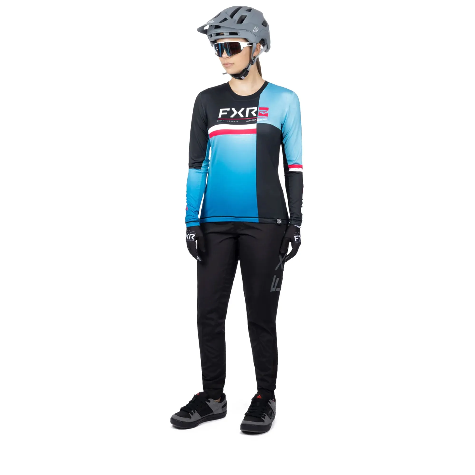 FXR ProFlex UPF Long Sleeve Offroad Jersey Sky Fade/Black Blue