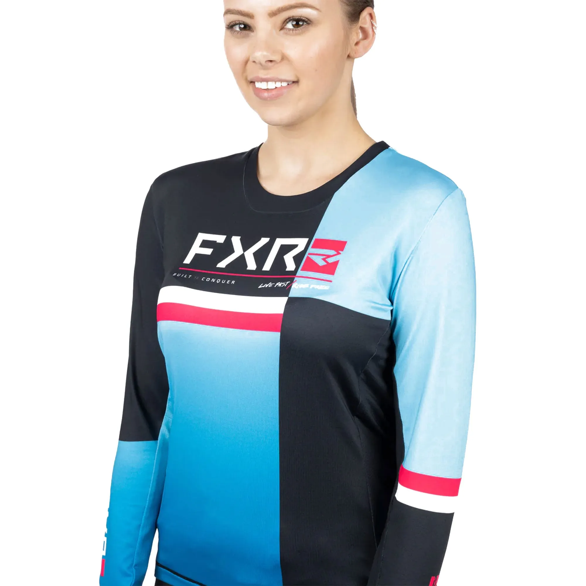 FXR ProFlex UPF Long Sleeve Offroad Jersey Sky Fade/Black Blue