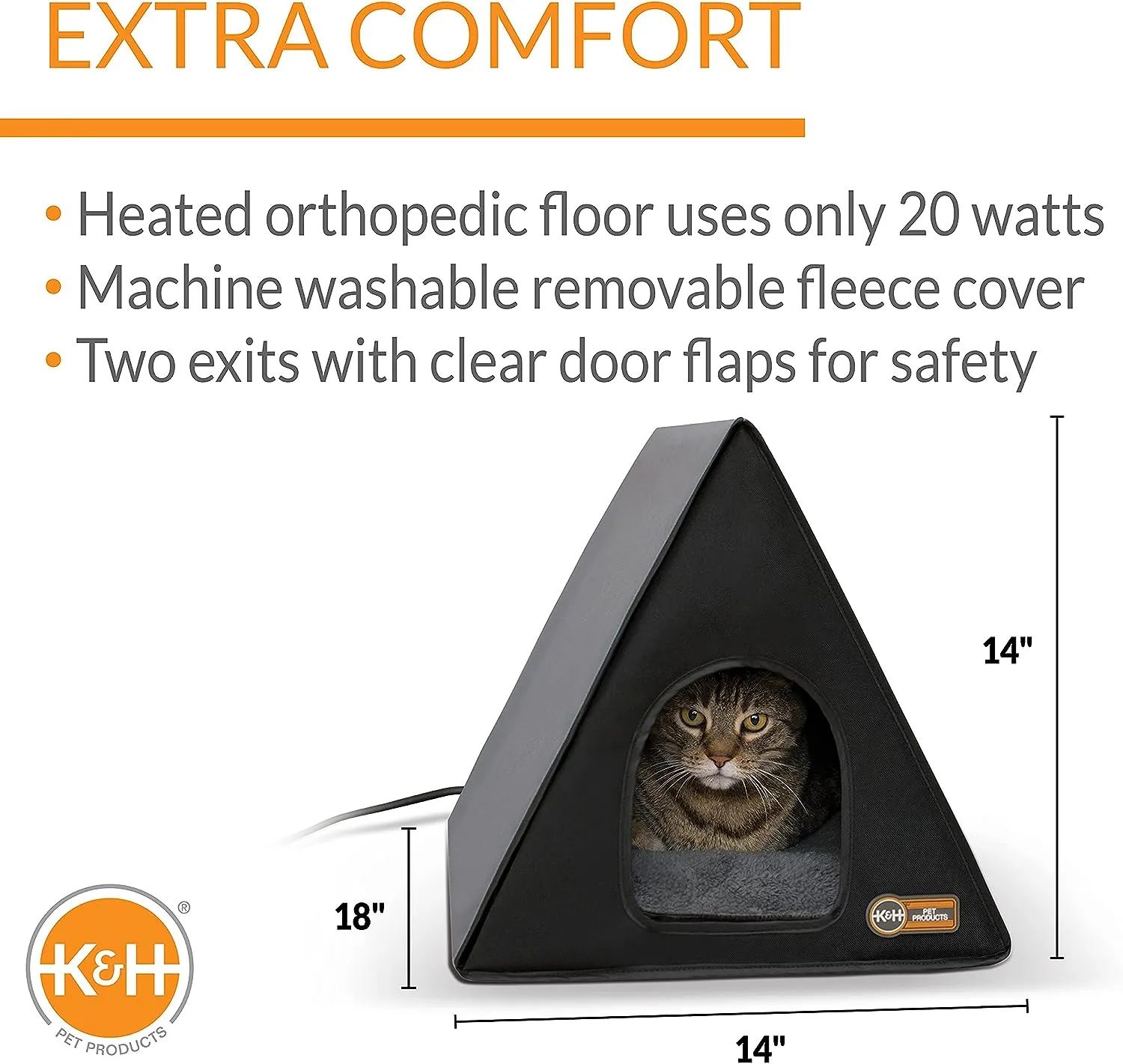 Heated Pet Bed, Heated A-Frame Indoor/Outdoor Shelter for Small Pets, 18 X 14 Inches 20 Watts