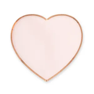 LARGE ROSE GOLD HEART DISPOSABLE PAPER PARTY PLATES (8/pkg)