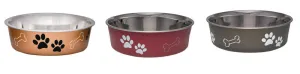 Loving Pets Assorted Bones and Paw Prints Stainless Steel Medium Pet Bowl For Dog