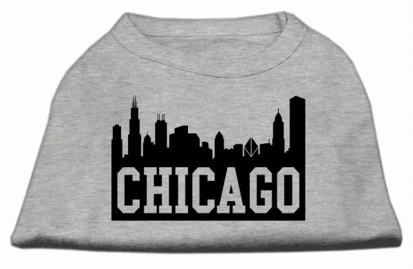 Mirage Pet Products 51-66 XLGY Chicago Skyline Screen Print Shirt Grey