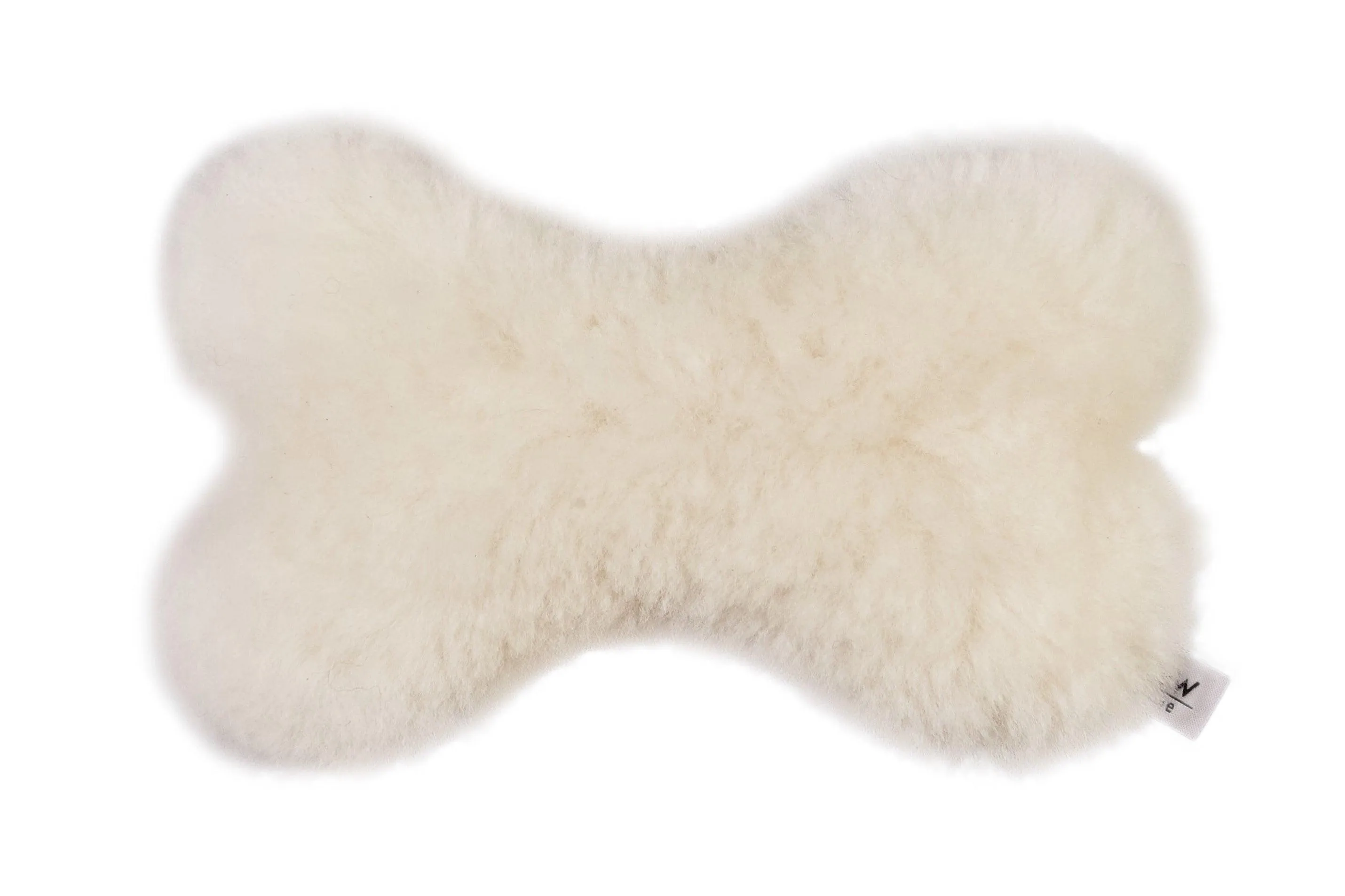 Natural Sheepskin Dog Toy - Bone - White