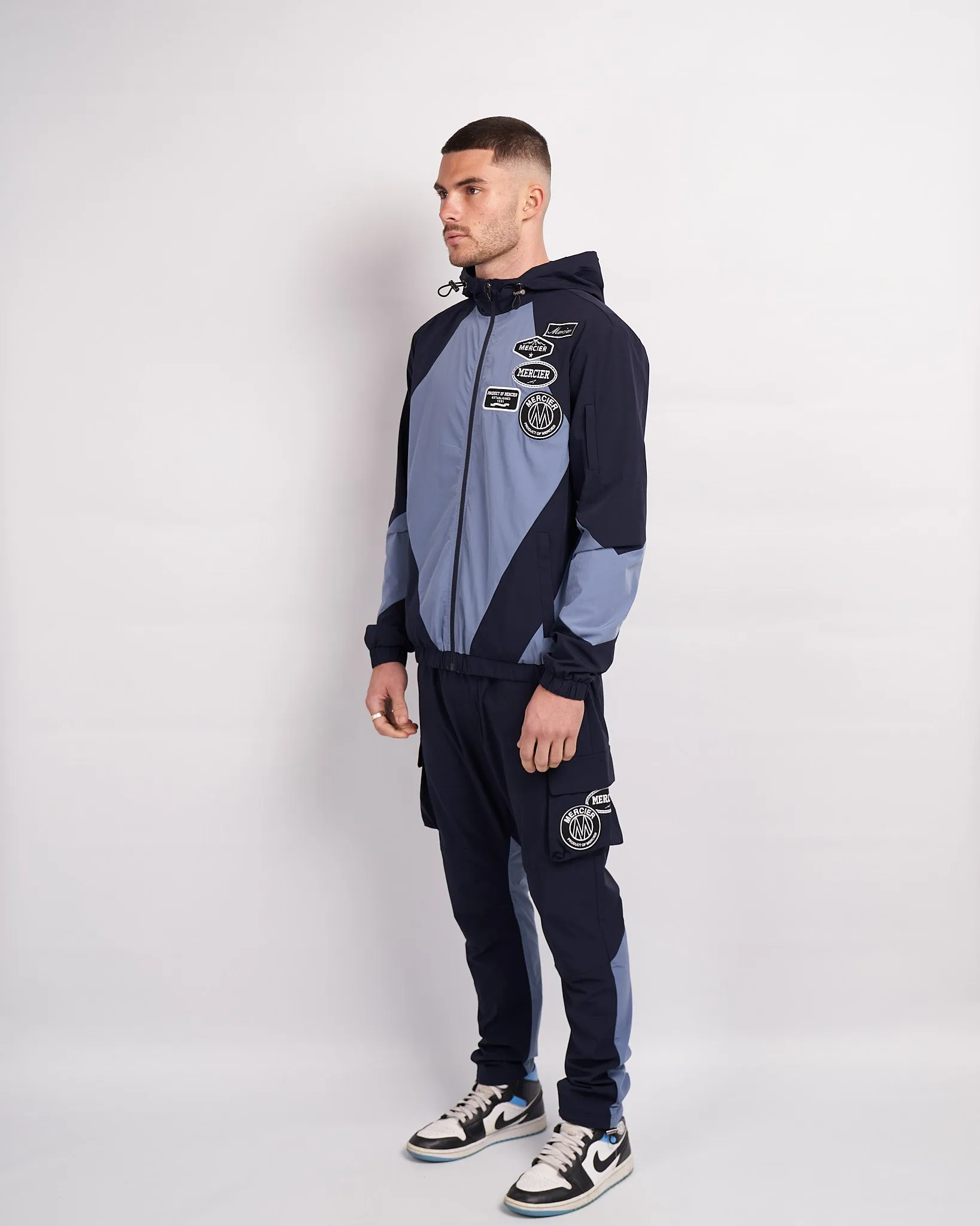 Navy Placid Blue Mono Badge Panelled Cargos