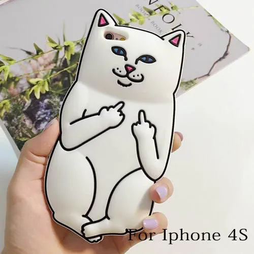 New Hot Pocket White Cat Soft Silicon Phone Back Cover Phone Case For iPhone 4 4S 5 5S SE 6 6S 6Plus 6SPlus