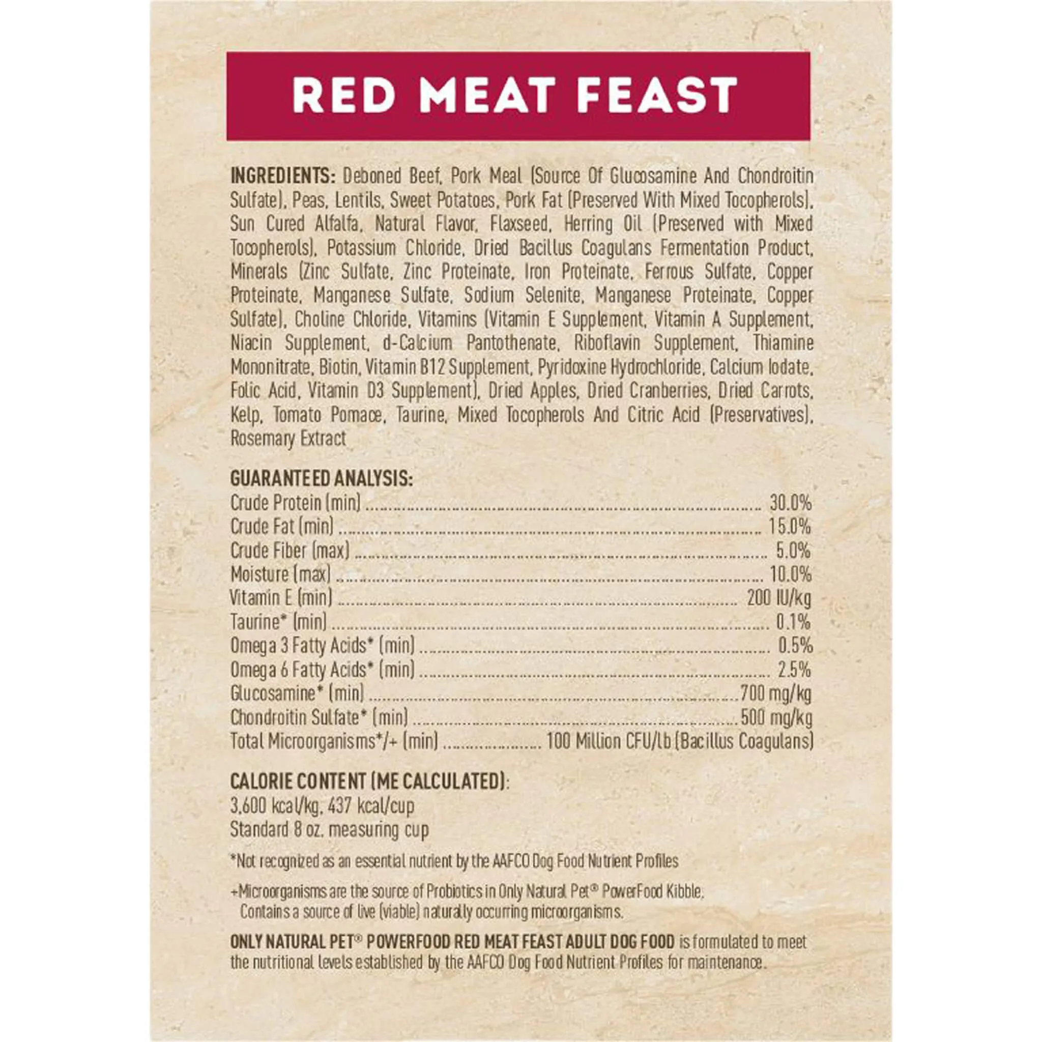 Only Natural Pet PowerFood Red Meat Feast Grain Free Dog Food