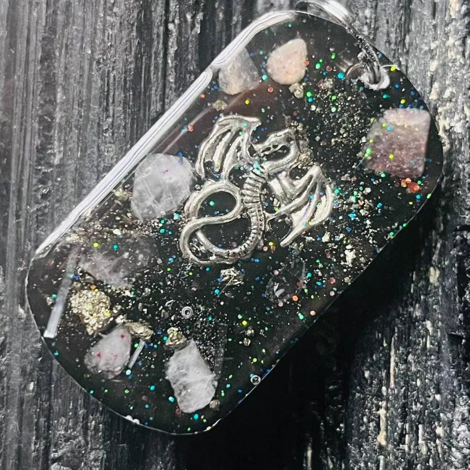 Orgonite Tag ~Pet/Back Pack Tag with metals and crystals ~ Great for Kids, Pets and Gifting