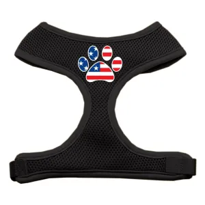 Paw Flag USA Screen Print Soft Mesh Harness Black Extra Large