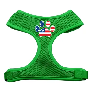 Paw Flag USA Screen Print Soft Mesh Harness Emerald Green Small