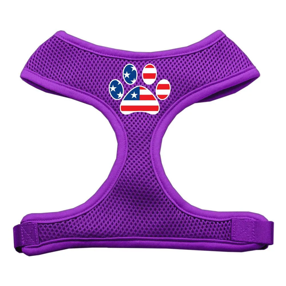 Paw Flag USA Screen Print Soft Mesh Harness Purple Extra Large