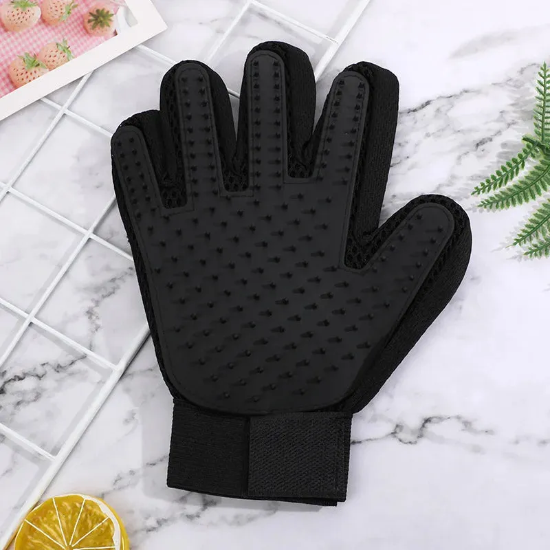 Pet Grooming Glove – Cat Hair Deshedding Brush and Dog Comb for Bathing, Cleaning, and Massaging Animals