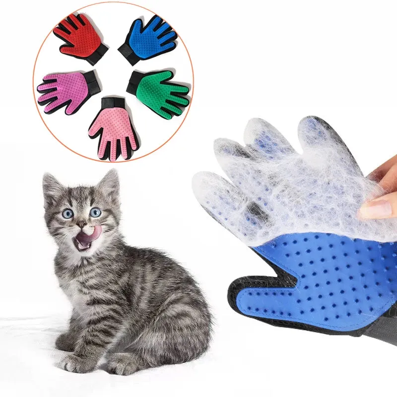 Pet Grooming Glove – Cat Hair Deshedding Brush and Dog Comb for Bathing, Cleaning, and Massaging Animals