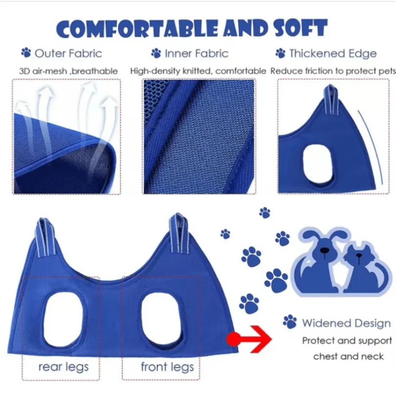 Pet Grooming Hammock For Dog & Cat, Cat Hammock Restraint Bag For Bathing Trimming Nail Clipping