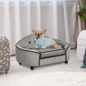 Pet Sofa Dog Bed Couch Cat Kitten Sponge Removable Cushion Lounge Grey 66.5 x 45 x 35.5 cm