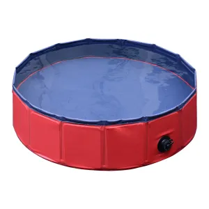 Pet Swimming Pool, Foldable, 80 cm Diameter-Red