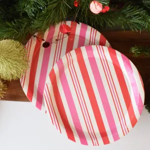 Pink & Red Stripe Paper Plate Set