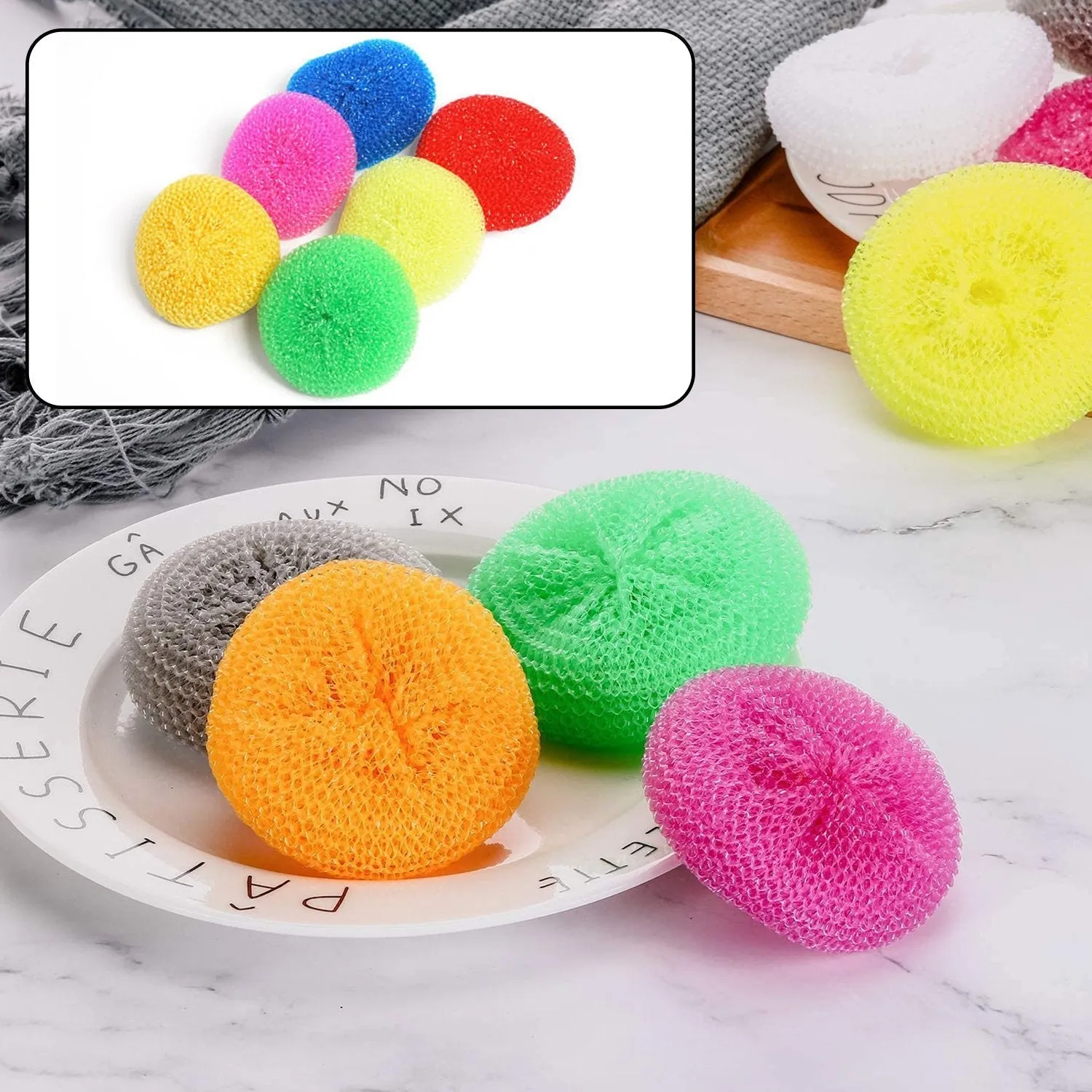 Plastic Scrubber Round Nylon Scrubbers (Pack of 6)