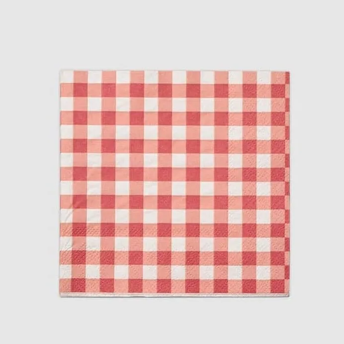 Red Gingham Cocktail Party Napkins x 25