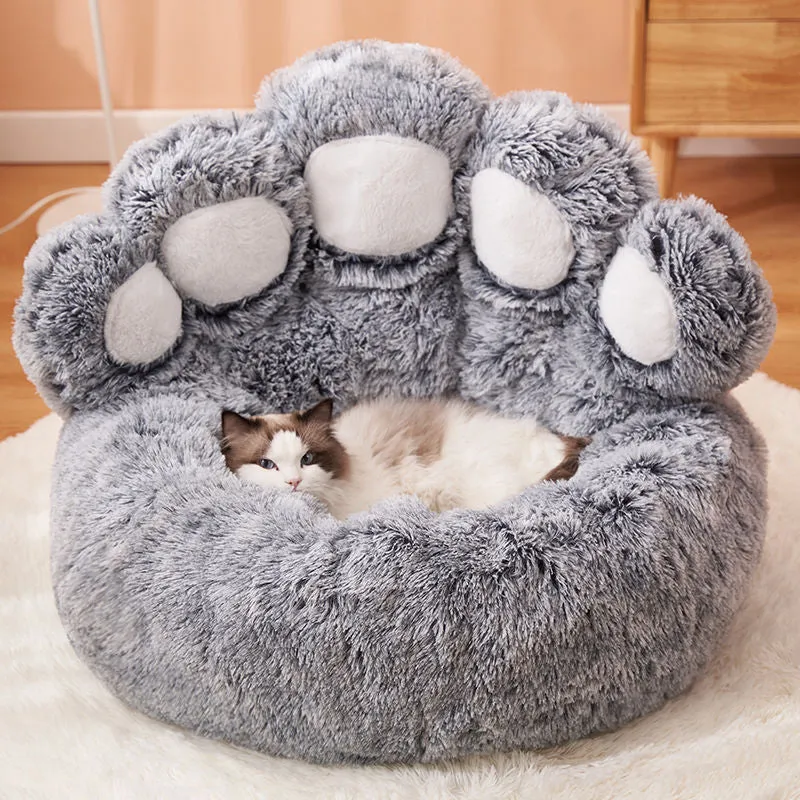 Round Plush Soft Warm Bear Pet Bed