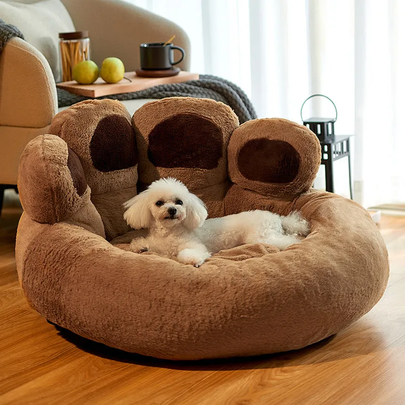 Round Plush Soft Warm Bear Pet Bed