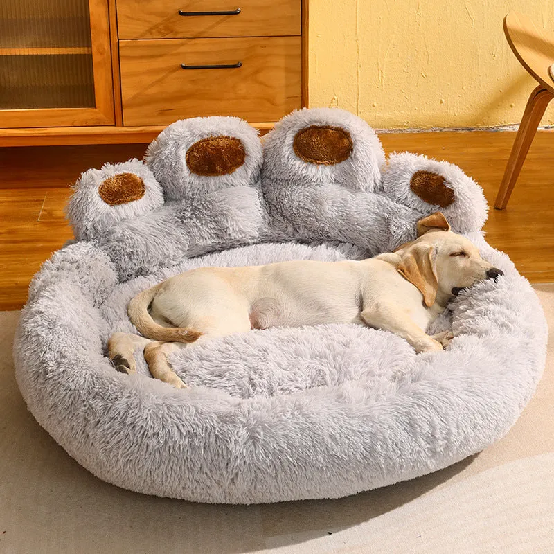 Round Plush Soft Warm Bear Pet Bed