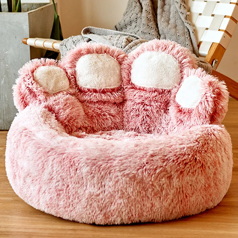 Round Plush Soft Warm Bear Pet Bed